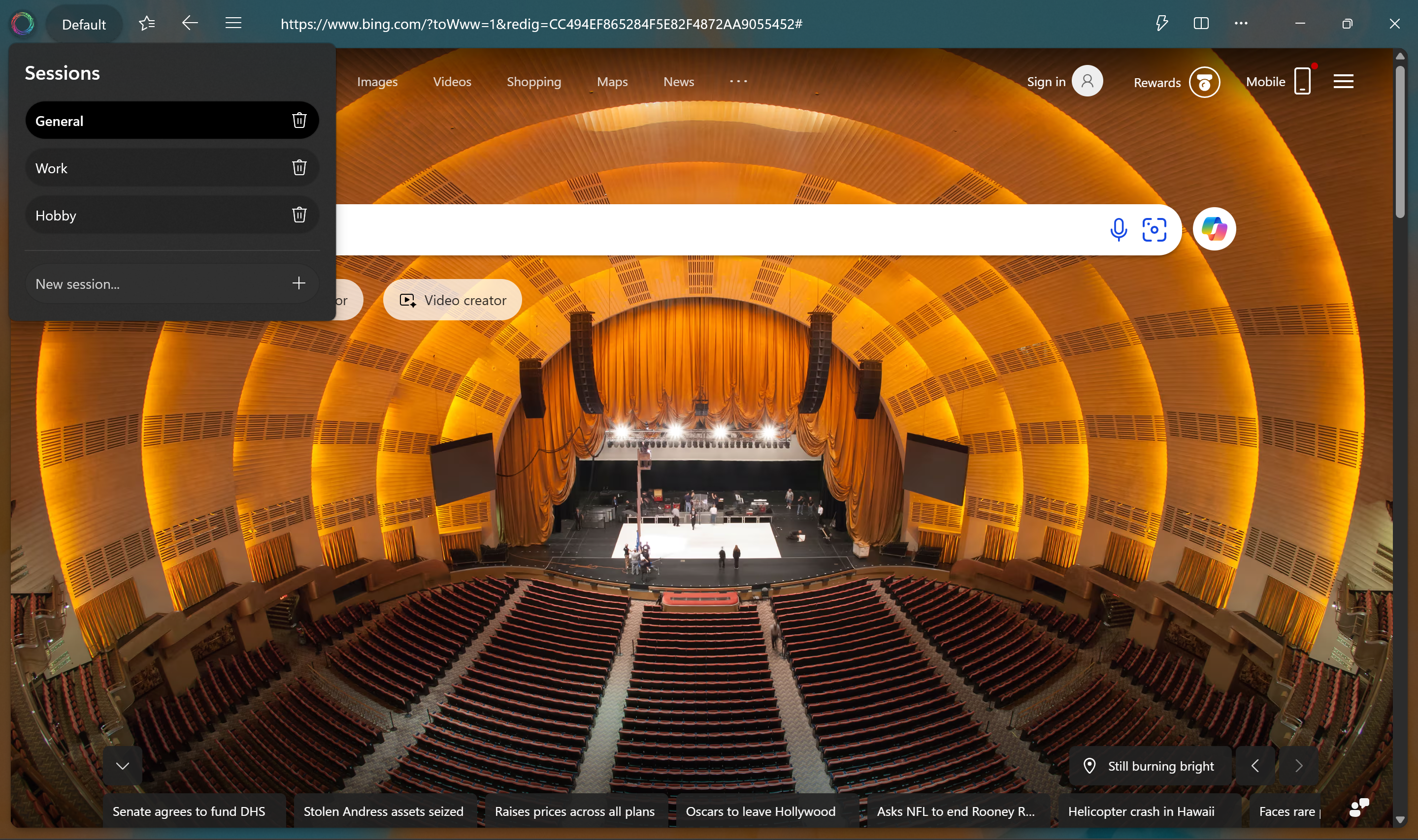 Pan Browser Spaces panel